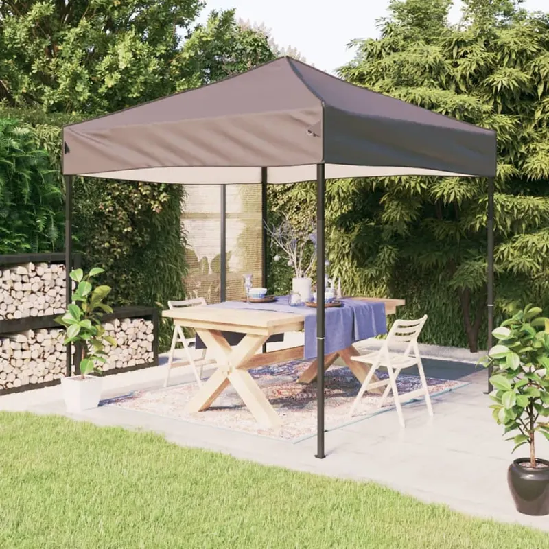 cort pliabil pentru petrecere, gri taupe, 2x2 m