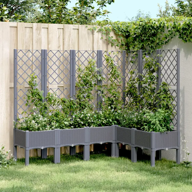 jardiniera de gradina cu spalier, gri, 160x120x142 cm, pp
