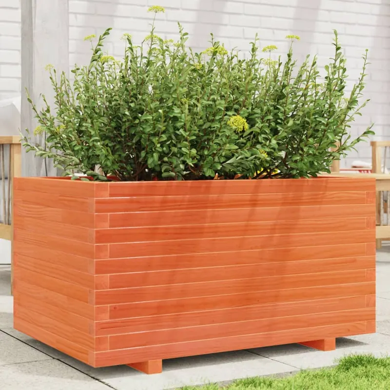 jardiniera gradina, maro ceruit, 90x60x49,5 cm, lemn masiv pin