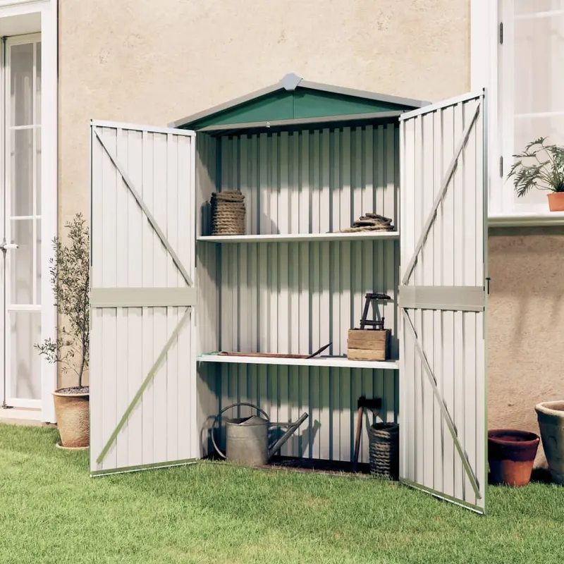 magazie de gradina, verde, 116x45x175 cm, otel zincat