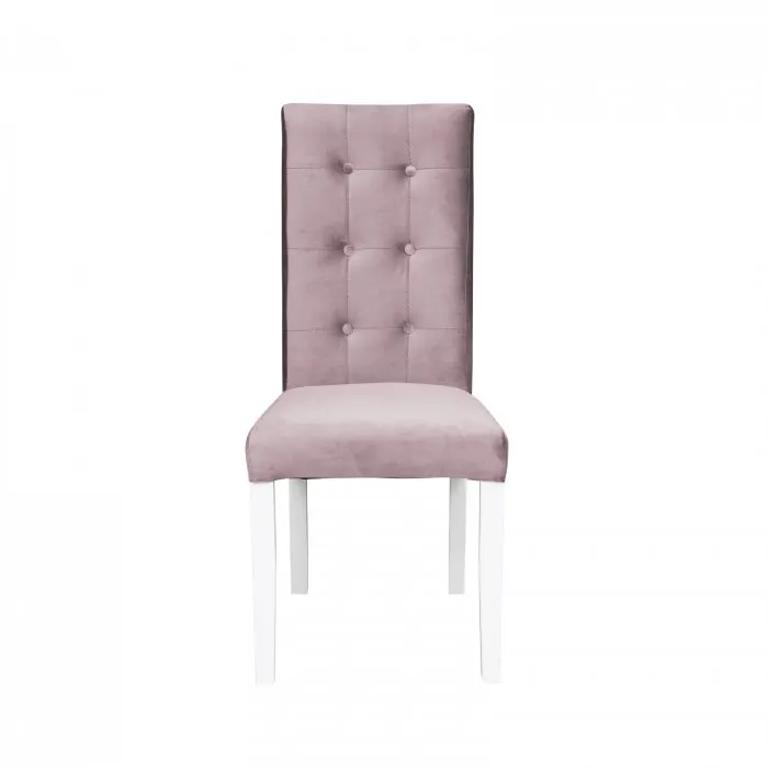 Scaun living TEO LUX, picioare lemn alb, stofa roz pudra, 46x60x98 cm
