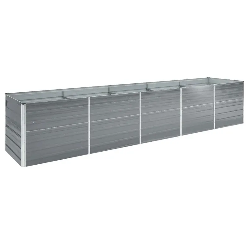 strat inaltat de gradina, gri, 400x80x77 cm, otel galvanizat