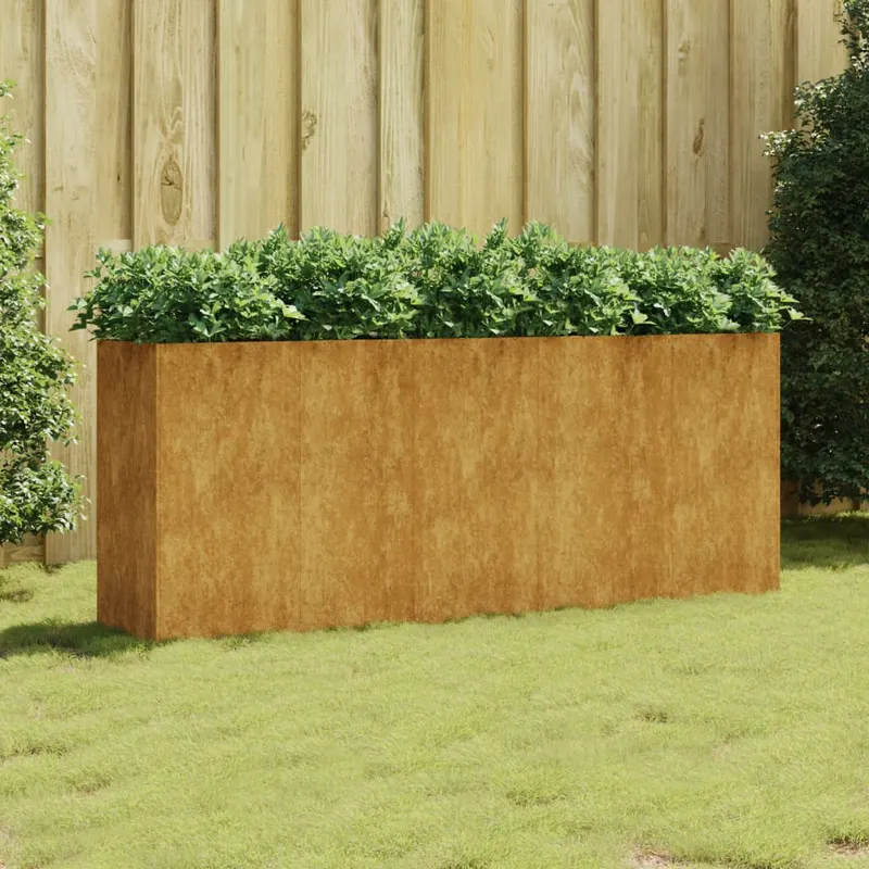 strat inaltat de gradina, 200x40x80 cm, otel corten