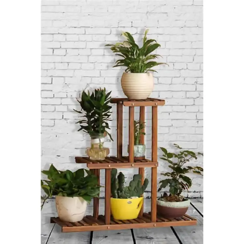 Stand etajera flori, Garden 10, 85x85x25, lemn natur