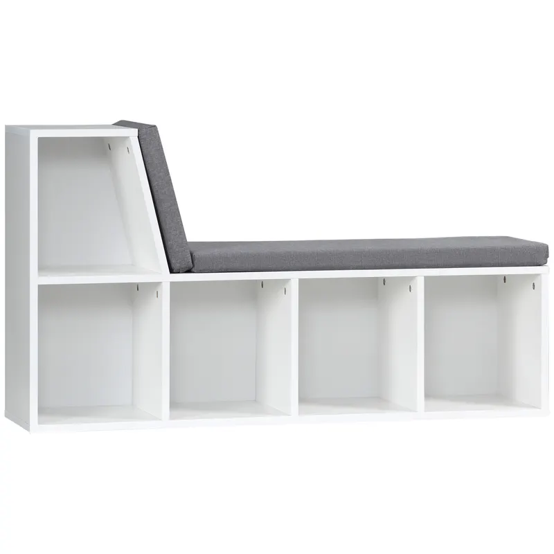 HOMCOM Bibliotecă Modulară cu 5 Rafturi Deschise și 2 Perne, Mobilier pentru Living, Dormitor și Birou, Gri Alb