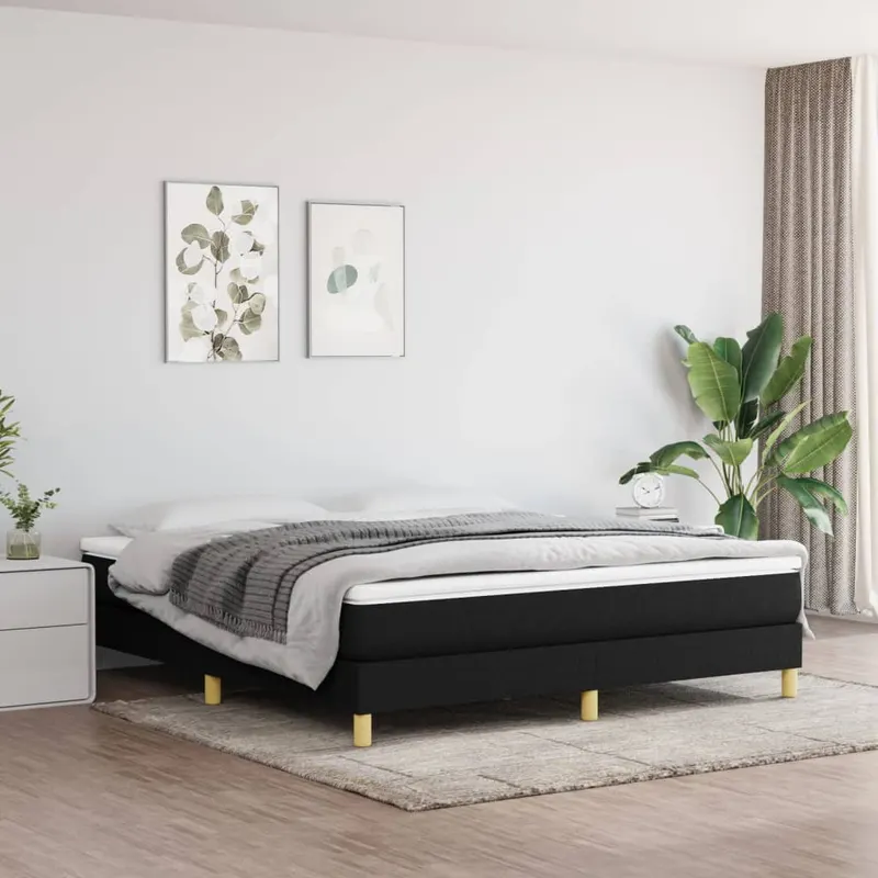 cadru de pat, negru, 160 x 200 cm, material textil