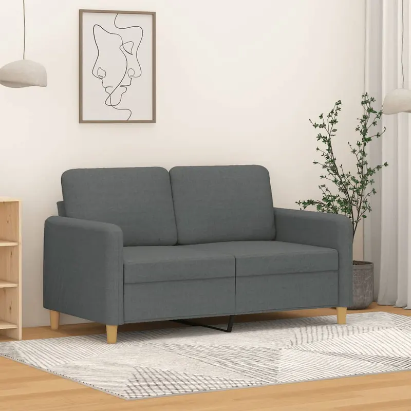 canapea cu 2 locuri, gri inchis, 120 cm, material textil