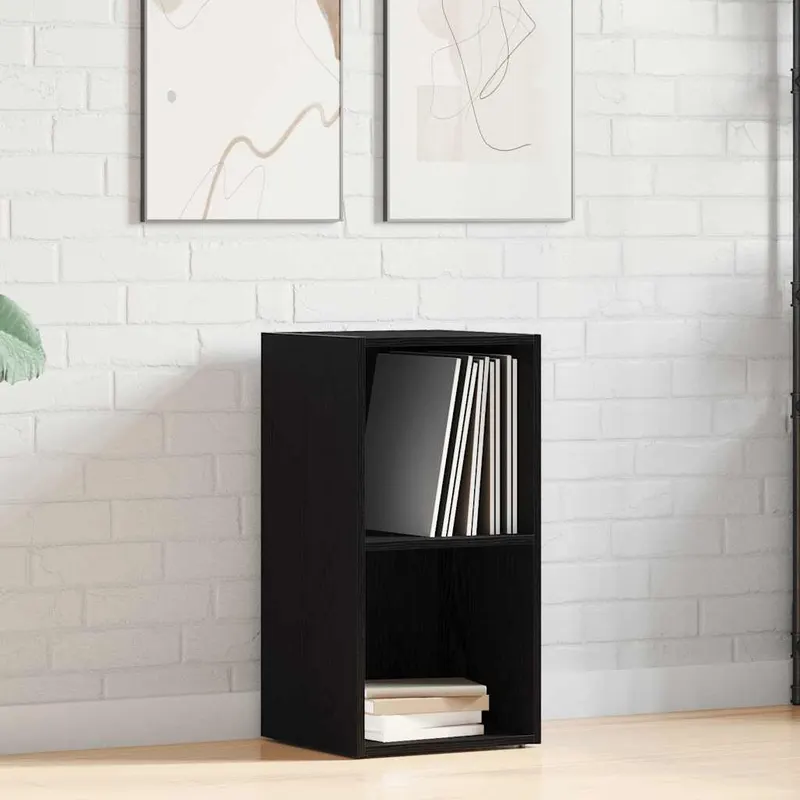 cutie de depozitare lp stejar negru 71x34x36 cm lemn prelucrat