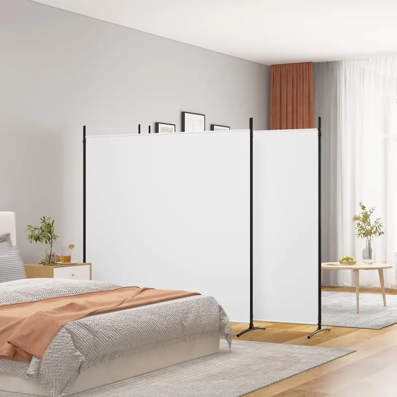paravan de camera cu 4 panouri, alb, 698x180 cm, textil