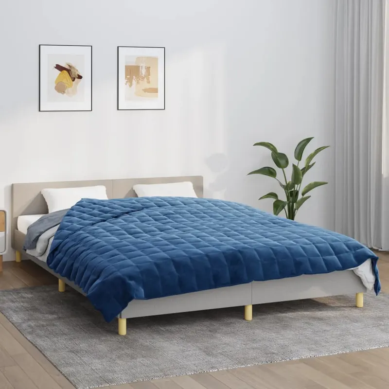 patura cu greutati, albastru, 200x225 cm, 9 kg, material textil