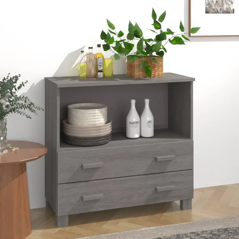 servanta „hamar”, gri deschis, 85x35x80 cm, lemn masiv pin