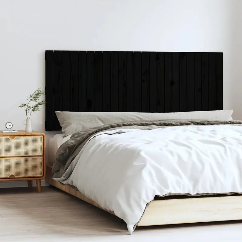 tablie de pat pentru perete, negru, 147x3x60 cm, lemn masiv pin