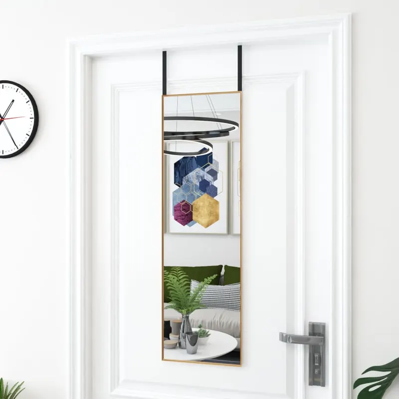 oglinda pentru usa, auriu, 30x100 cm, sticla si aluminiu