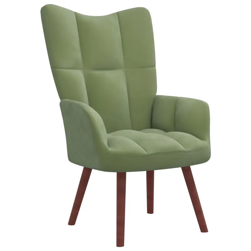 scaun de relaxare, verde deschis, catifea