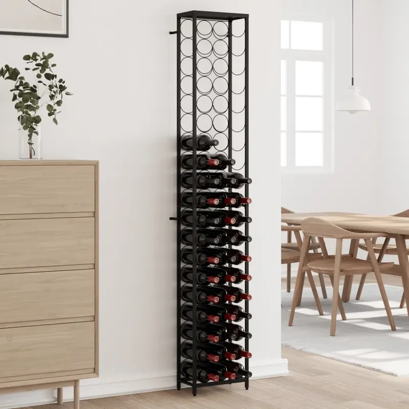 suport sticle vin 57 de sticle, negru 34x18x200 cm fier forjat