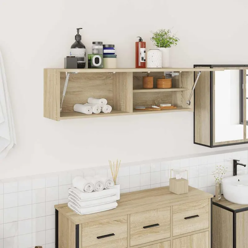 dulap perete baie, stejar sonoma, 100x25x30 cm, lemn prelucrat