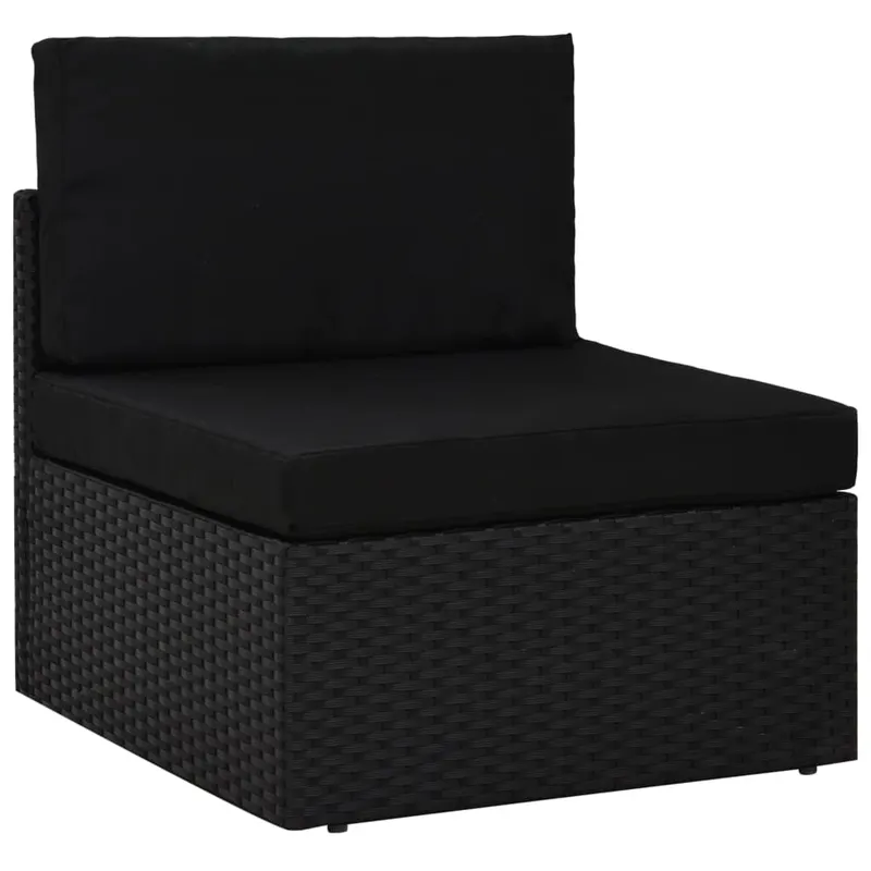 canapea de mijloc modulara, negru, poliratan