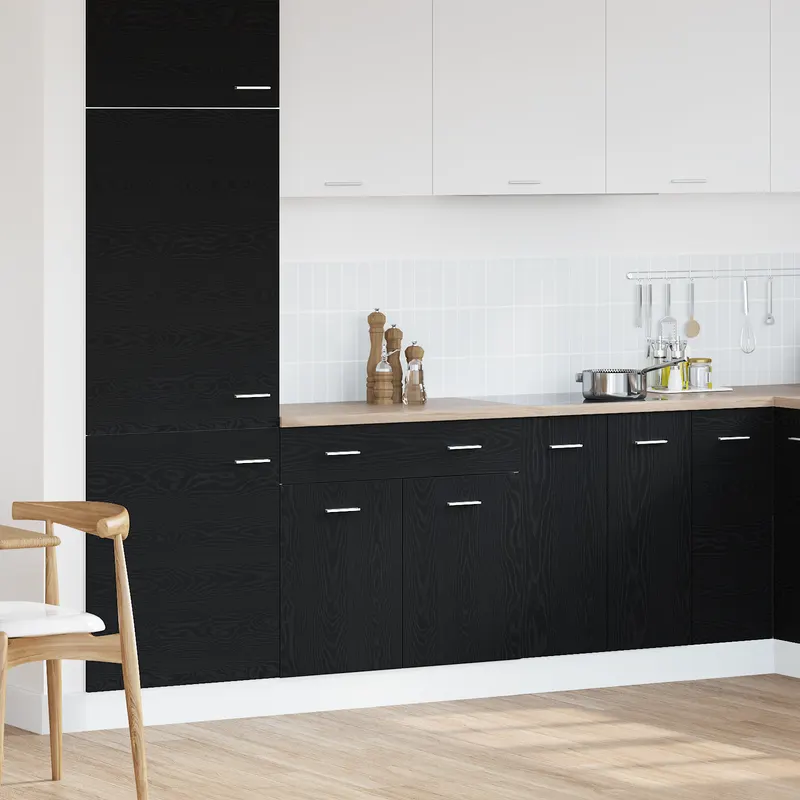 Dulap cu sertar in stejar negru, 80x46x81.5 cm, fabricat din lemn prelucrat