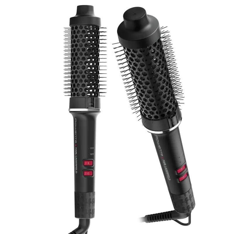 Perie cu aer cald Rowenta x Karl Lagerfeld Powerbrush UB572LE0, 55 W, 2 trepte temperatura, invelis ceramic, generator de ioni, diametru 38 mm, varf r