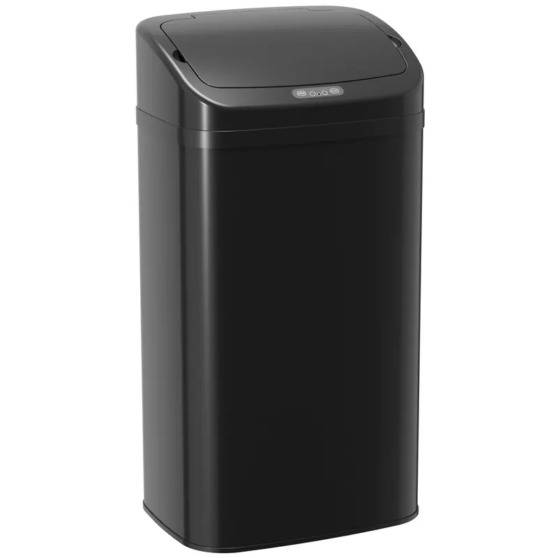 HOMCOM Coș cu senzor 48 L pentru bucătărie sau birou, funcție de închidere automată, oțel inoxidabil, Negru