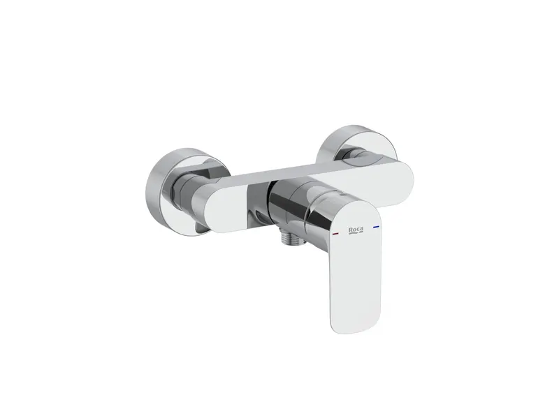 Baterie dus Roca A5A216EC00, 0.6 bar, 133 mm, 215 mm, 2 orificii instalare, 1 2 dimensiune racord furtun, Crom