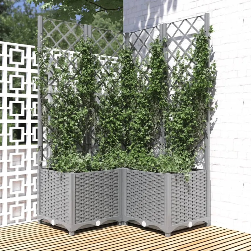 jardiniera de gradina cu spalier, gri deschis, 80x80x136 cm, pp