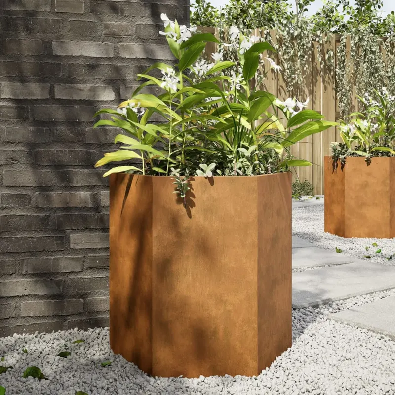jardiniera gradina 2 buc. 46x40x45cm otel corten hexagonala