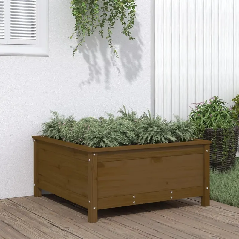 jardiniera gradina, maro miere, 82,5x82,5x39 cm lemn masiv pin