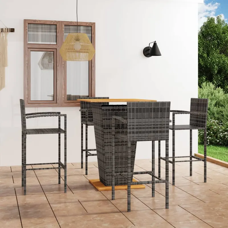 set mobilier bar de gradina, 5 piese, gri