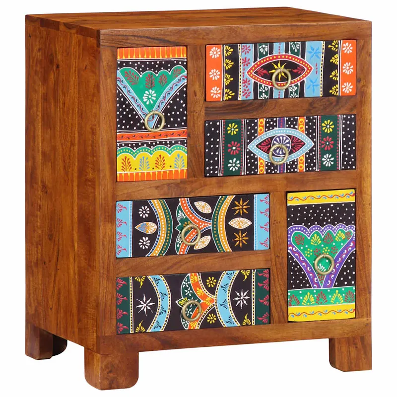 bufeta multicolor 50x35x60 din lemn masiv de salcam