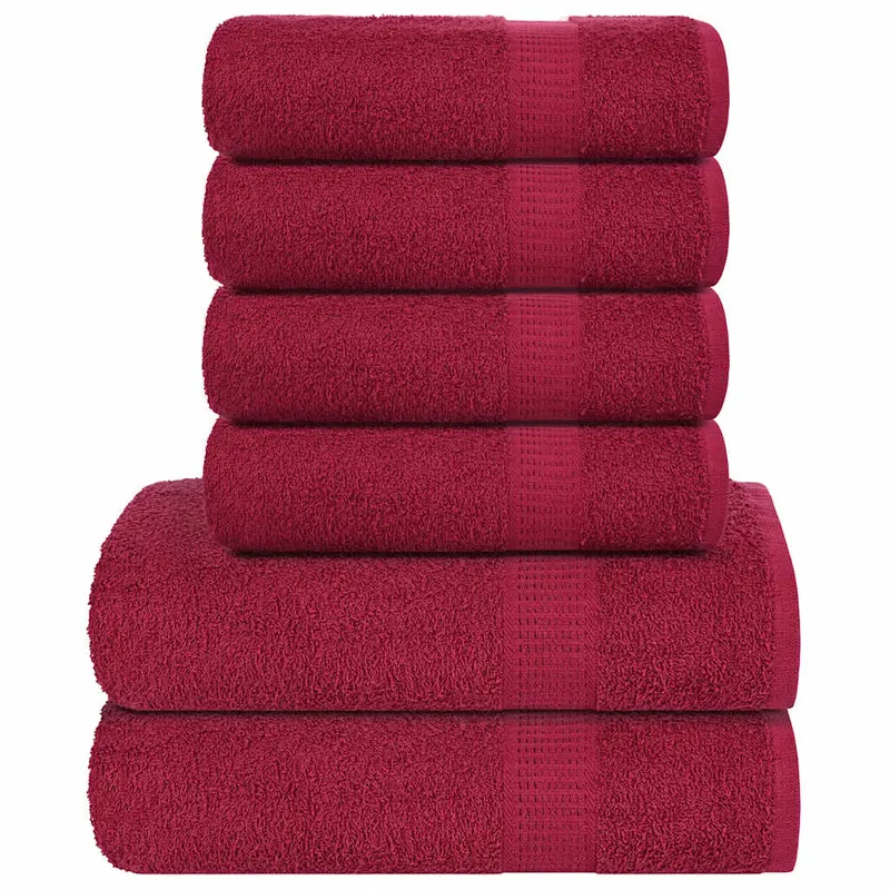 set prosoape 6 piese bordeaux 360 g/m2 100% bumbac