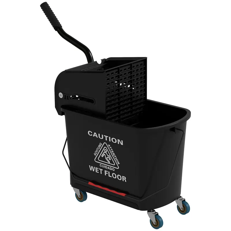 HOMCOM Cărucior Profesional pentru Curățenie cu Găleată pentru Mop de 20L, 60x27x70,5 cm, Negru