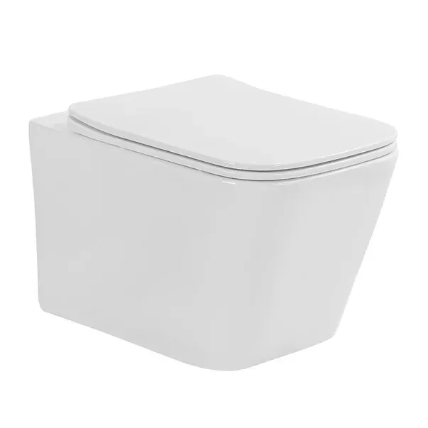 Set vas WC suspendat Fluminia Pisa Tornado, spalare Tornado Flush, capac soft close, alb