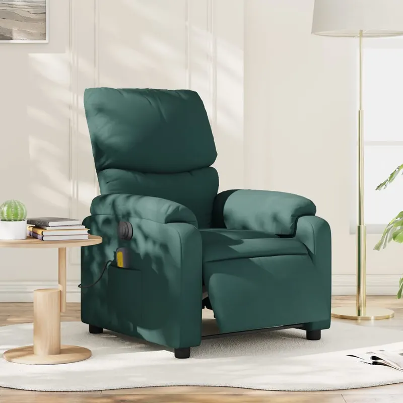 fotoliu electric de masaj rabatabil, verde inchis, textil