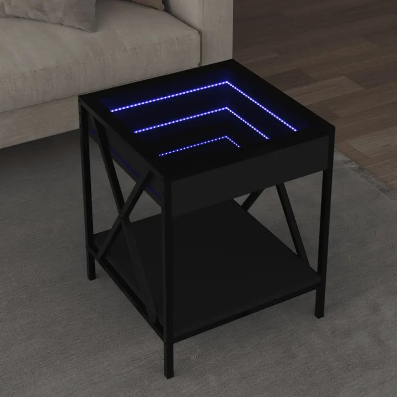 masuta de cafea cu led infinity, negru, 40x40x49 cm