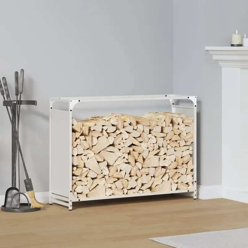 suport pentru lemne de foc alb 90x28x65 cm otel laminat la rece