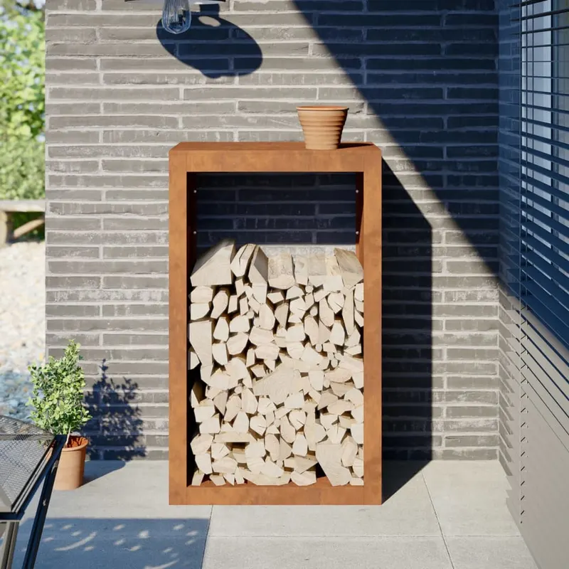 suport pentru lemne de foc, 60x40x100 cm, otel corten