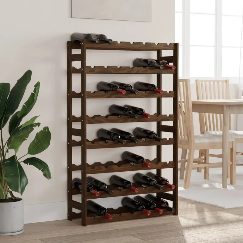 suport sticle de vin, 56 sticle, maro, lemn masiv de pin