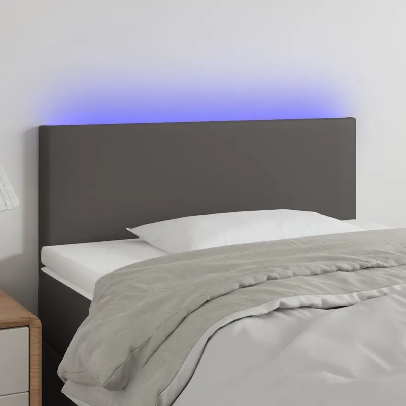 tablie de pat cu led, gri, 80x5x78/88 cm, piele ecologica