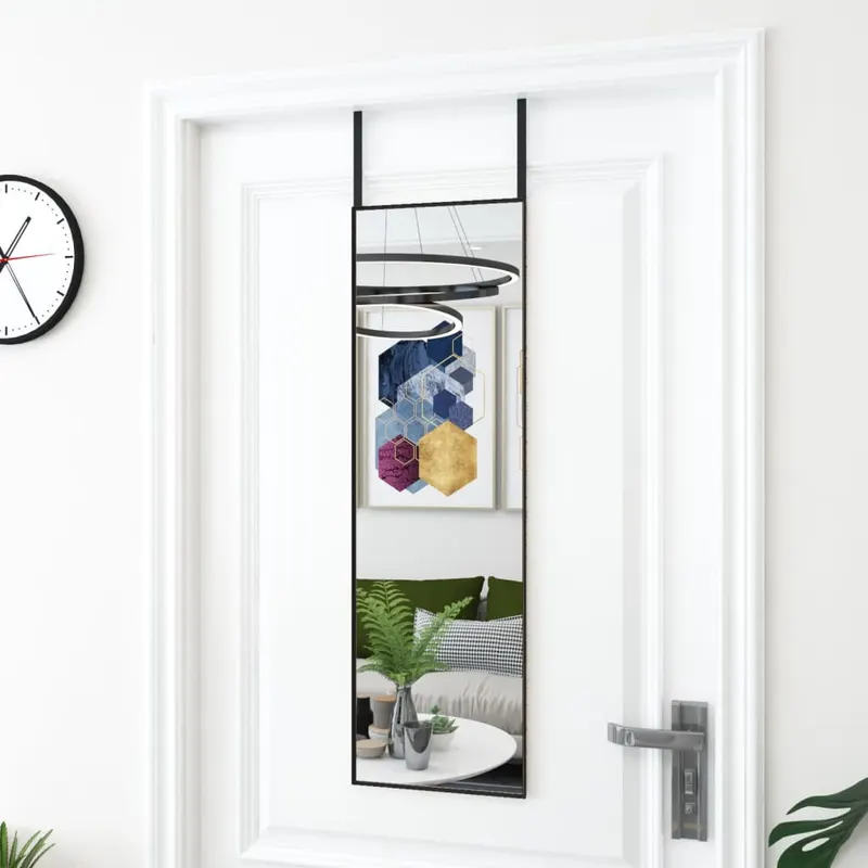 oglinda pentru usa, negru, 30x100 cm, sticla si aluminiu