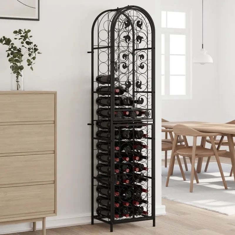 suport sticle vin 73 de sticle, negru 45x36x200 cm fier forjat