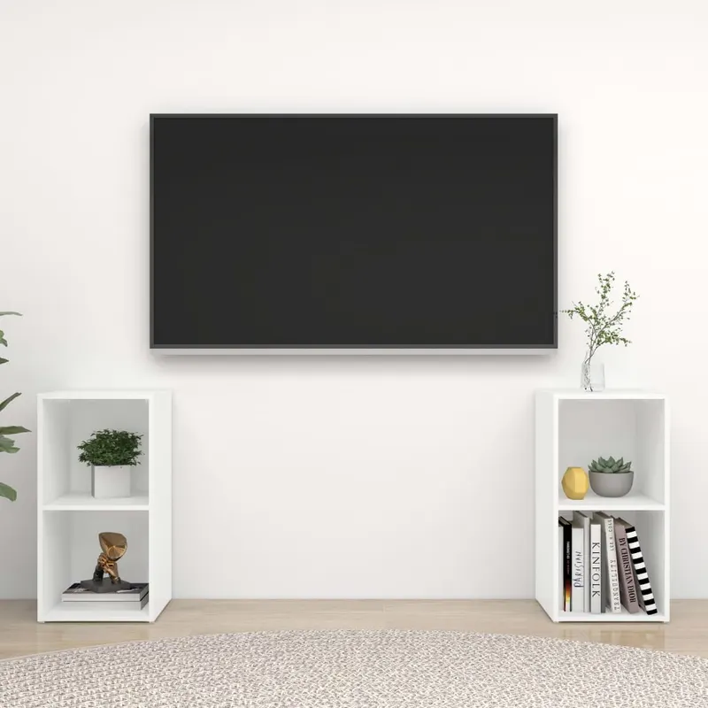 dulapuri tv, 2 buc., alb, 72x35x36,5 cm, lemn prelucrat