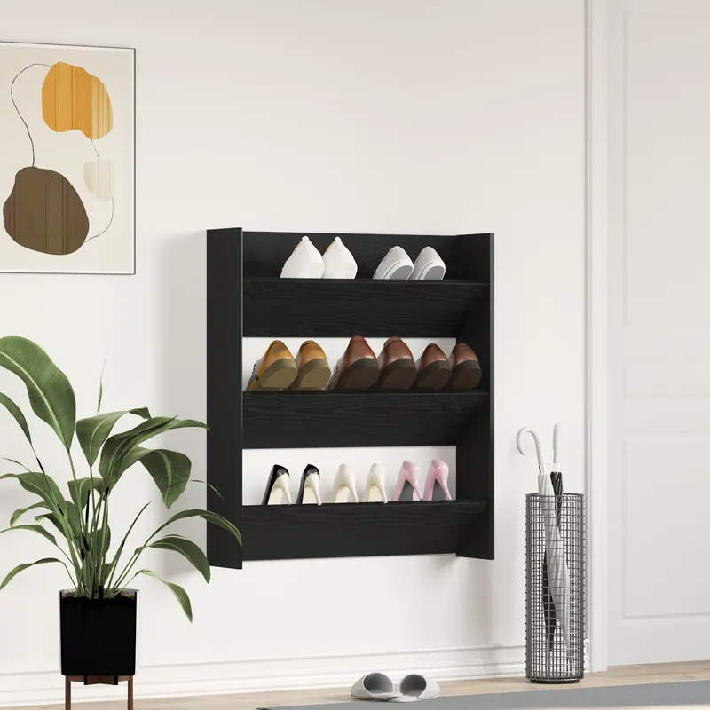 Dulap pentru pantofi negru stejar 80x18x90 cm lemn prelucrat