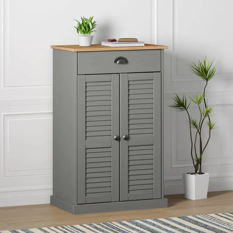 dulap de pantofi vigo, gri, 60x35x96 cm, lemn masiv de pin