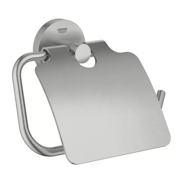 Suport hartie igienica Grohe 40367DC1, Essentials, pe perete, metal, mat, otel satinat