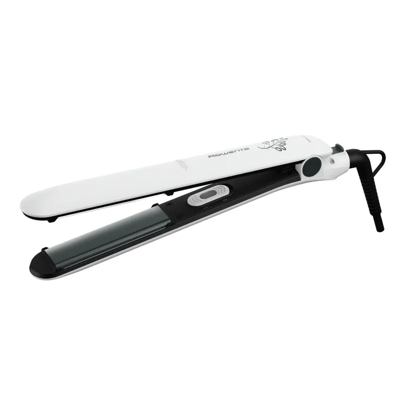 Placa de par Rowenta Easyliss Pure Collection SF1628F0, 200 C, invelis Ceramic Tourmaline, placi flotante, functie Straight Curl, alb gri