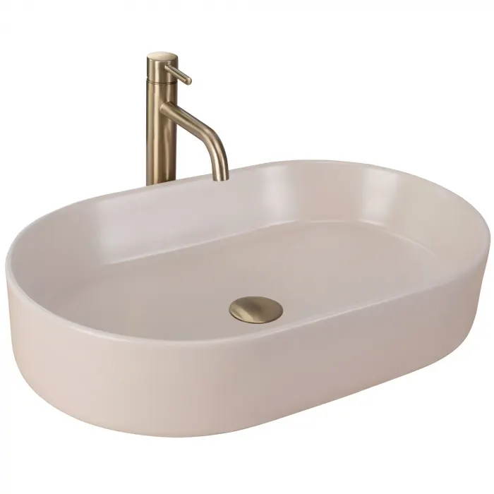 Lavoar pe blat bej mat, oval 60 cm, Rea Nadia