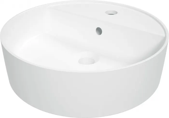 Lavoar ceramic, montare blat, cu gaura pentru baterie, 42x42 cm, alb, Deante Round