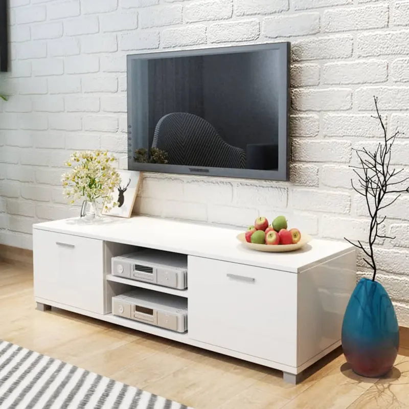 comoda tv, alb extralucios, 140 x 40,5 x 35 cm