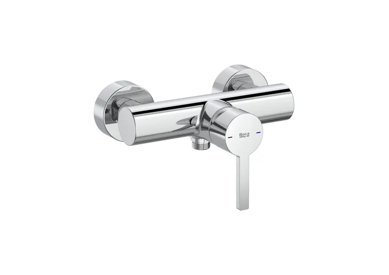 Baterie dus Roca A5A2196C00, 0.6 bar, 140 mm, 215 mm, 2 orificii instalare, 1 2 dimensiune racord furtun, Crom